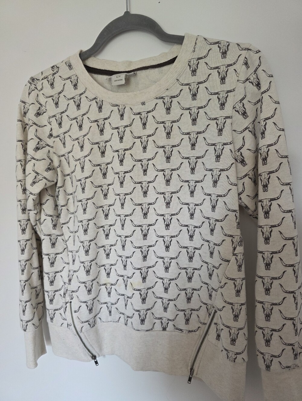 Ariat Women’s Bully Top Oatmeal Print Size S Long Sleeve Sweatshirt Cowgirl